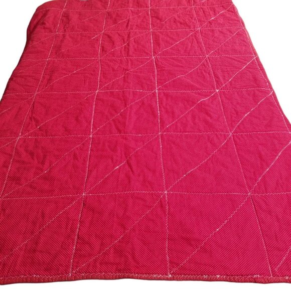 vtg handmade mickey mouse quilt blanket throw crib 36x51" red - Picture 4 of 14